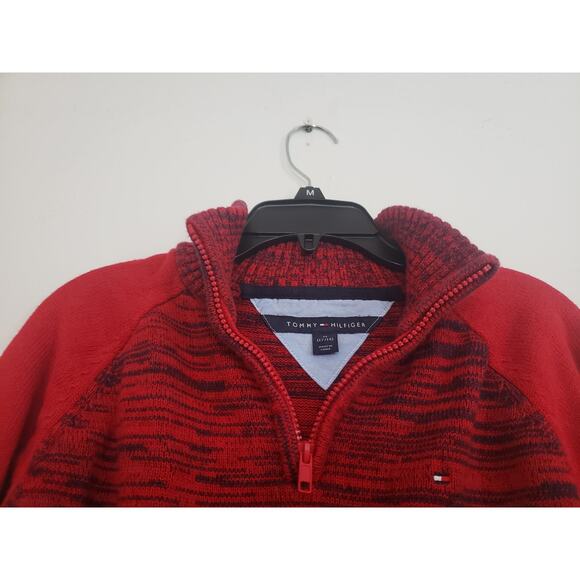 (J) Tommy Hilfiger Boys Sweater Size M Long Sleeve Mock Neck 1/2 Zip Sweater - Picture 3 of 5